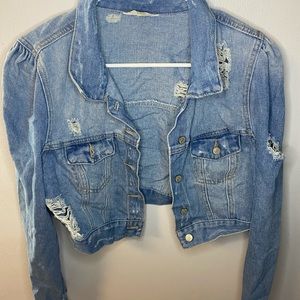 Distressed cropped Jean jacket